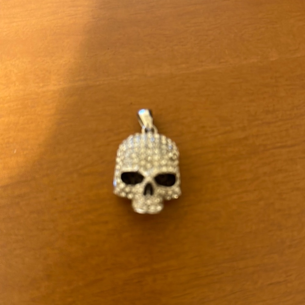 Silver and black crystal skull charm